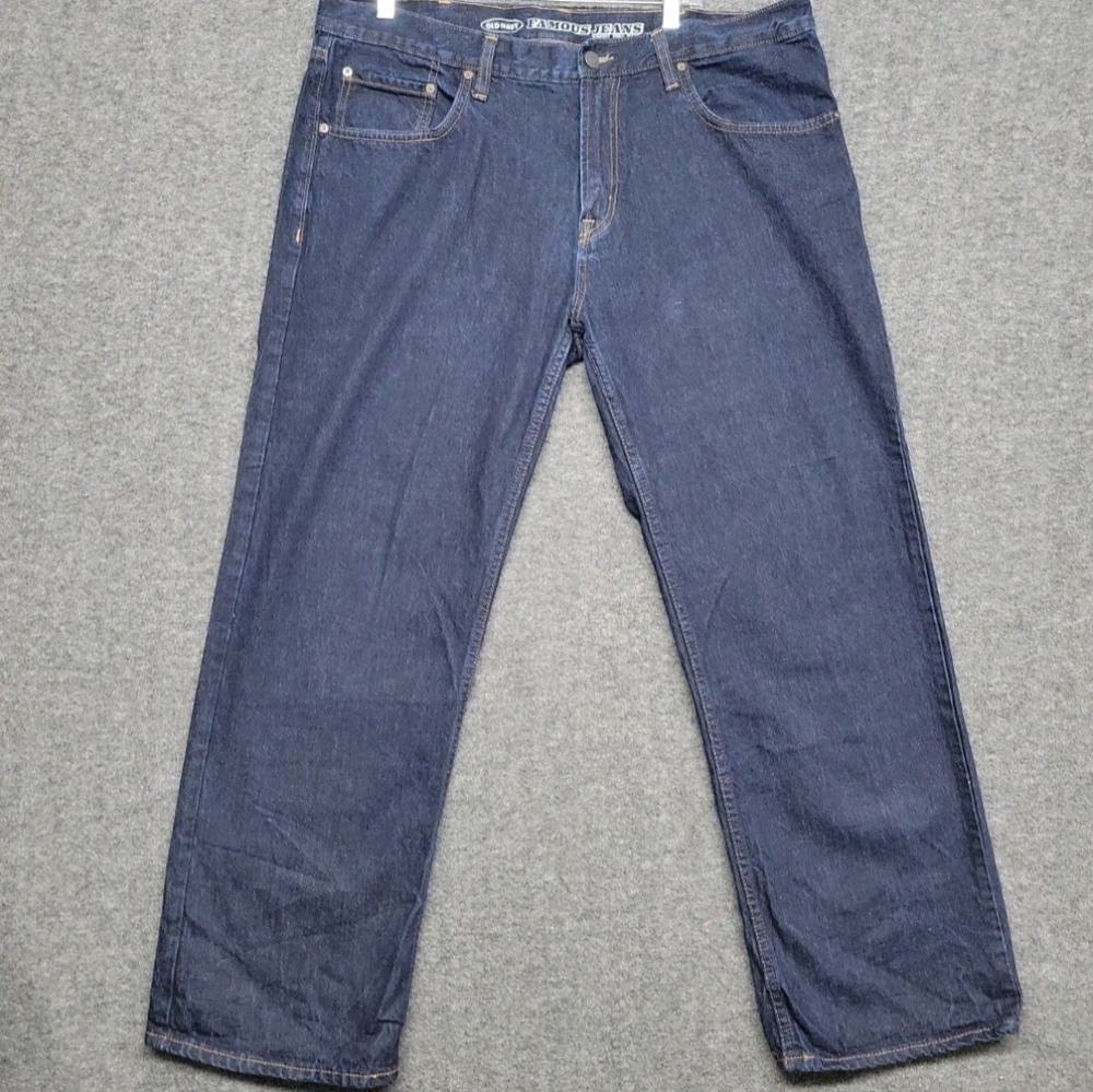 Old Navy Famous Jeans Mens Sz 38 X 29(Actual) Dark Wash Blue Straight Denim